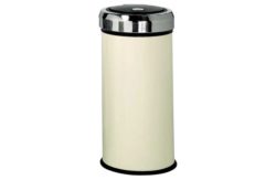 HOME 30 Litre Matt Black Press Top Bin - Cream.
